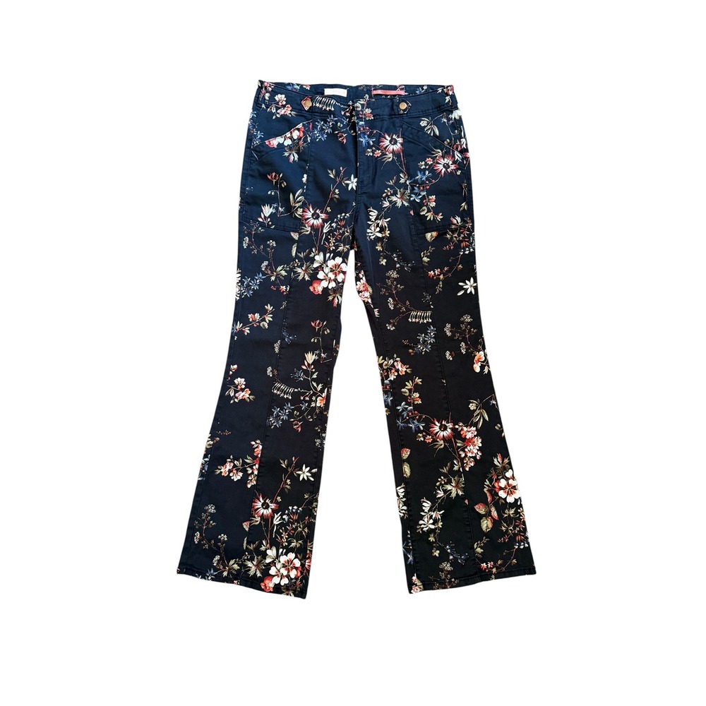 Pilcro The Demilune Boot Floral Navy Blue Bootcut Pants Size 30